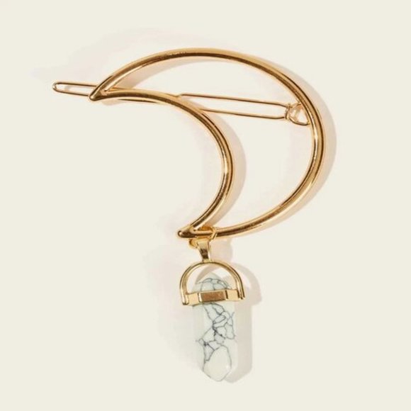 HOST PICK white Charm Moon Shaped BARRETTE Hairpin - Picture 3 of 4